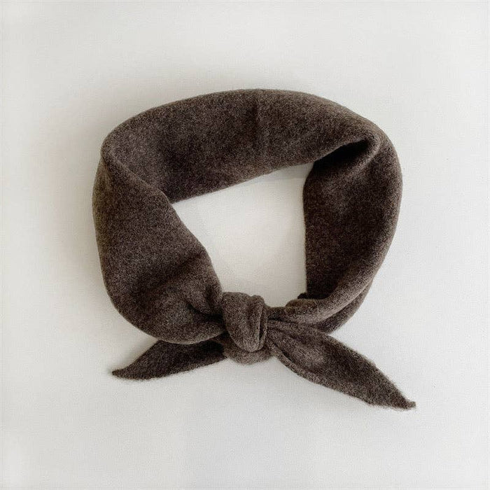 FUZZY WOOL CRAVAT SCARF - Brown