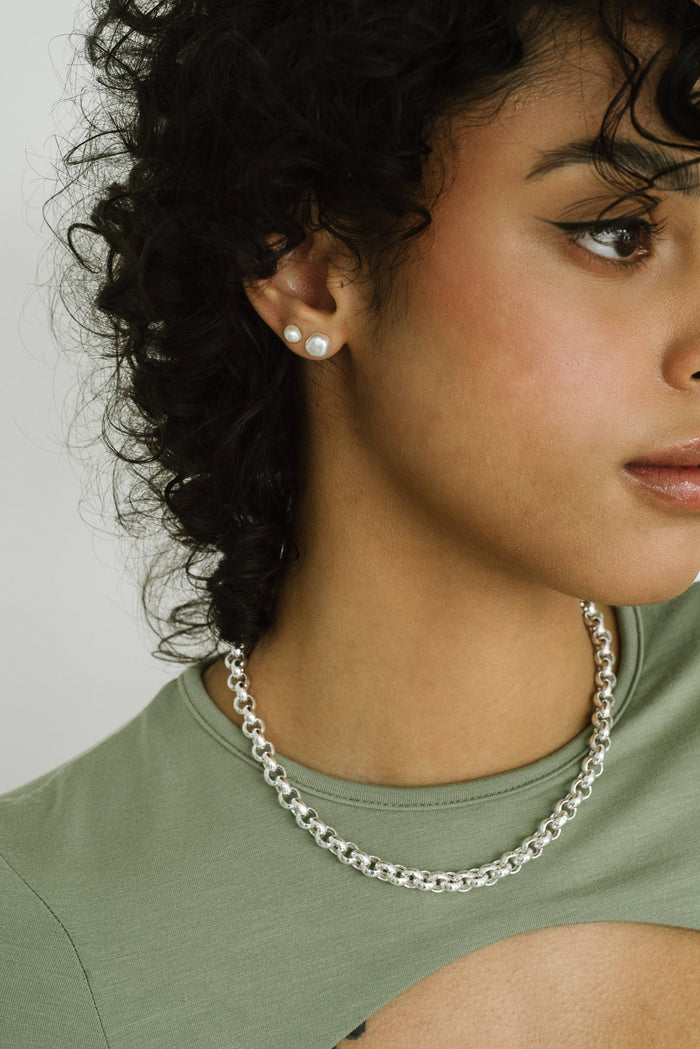 Keshi Pearl Studs: 7mm