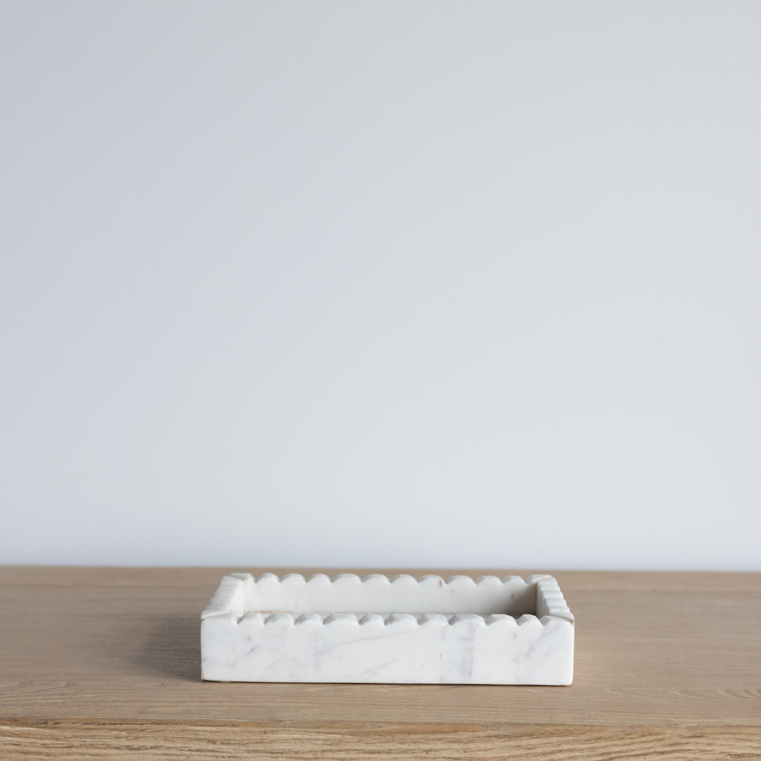 White Marble Scalloped Tray
