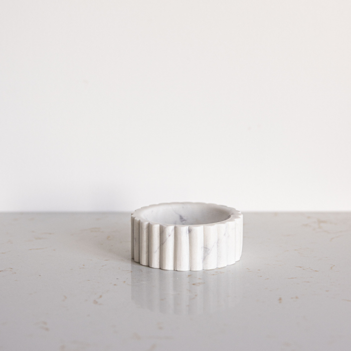 White Marble Fluted Soap Dish