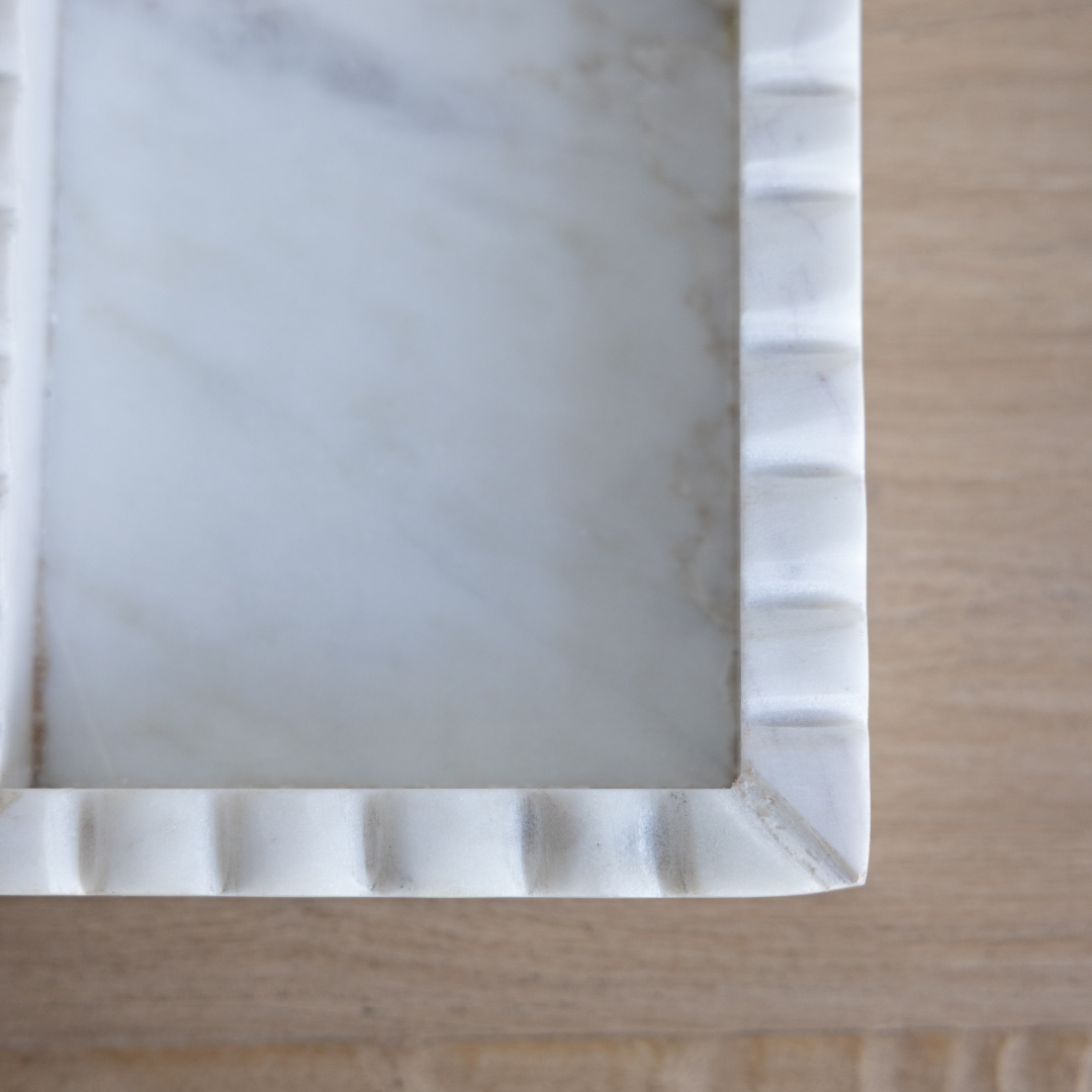 White Marble Scalloped Tray