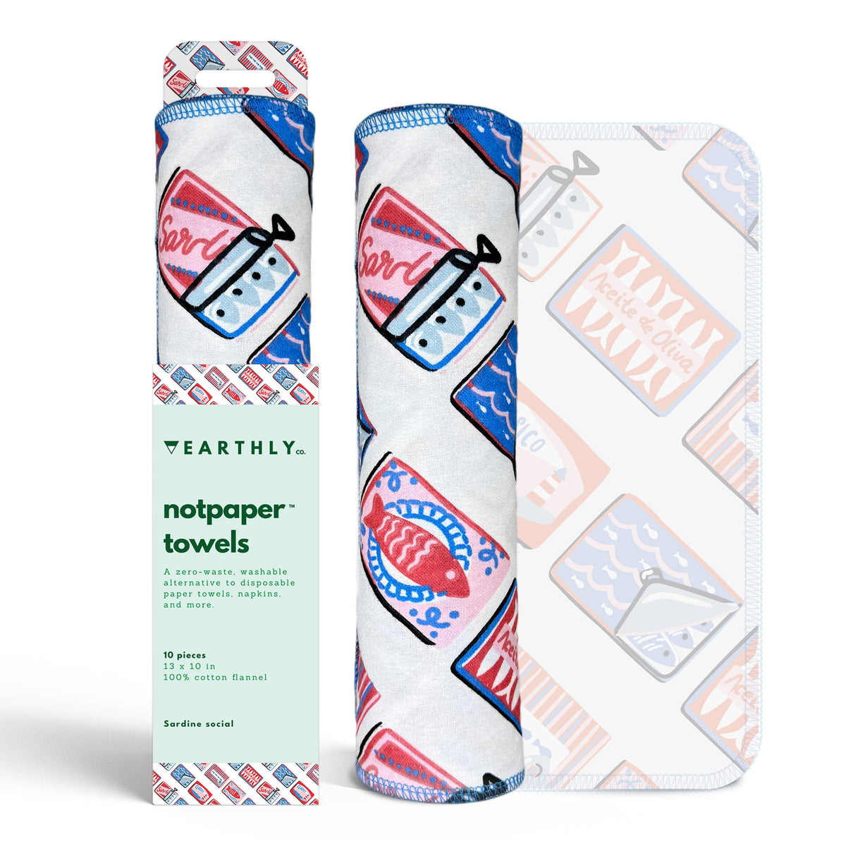 Sardine Social Earthly Co Reusable Paper Towel 10/PK