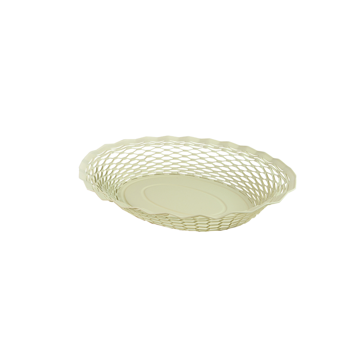 Matte Off White Oval Color Metal Food Basket, Large size