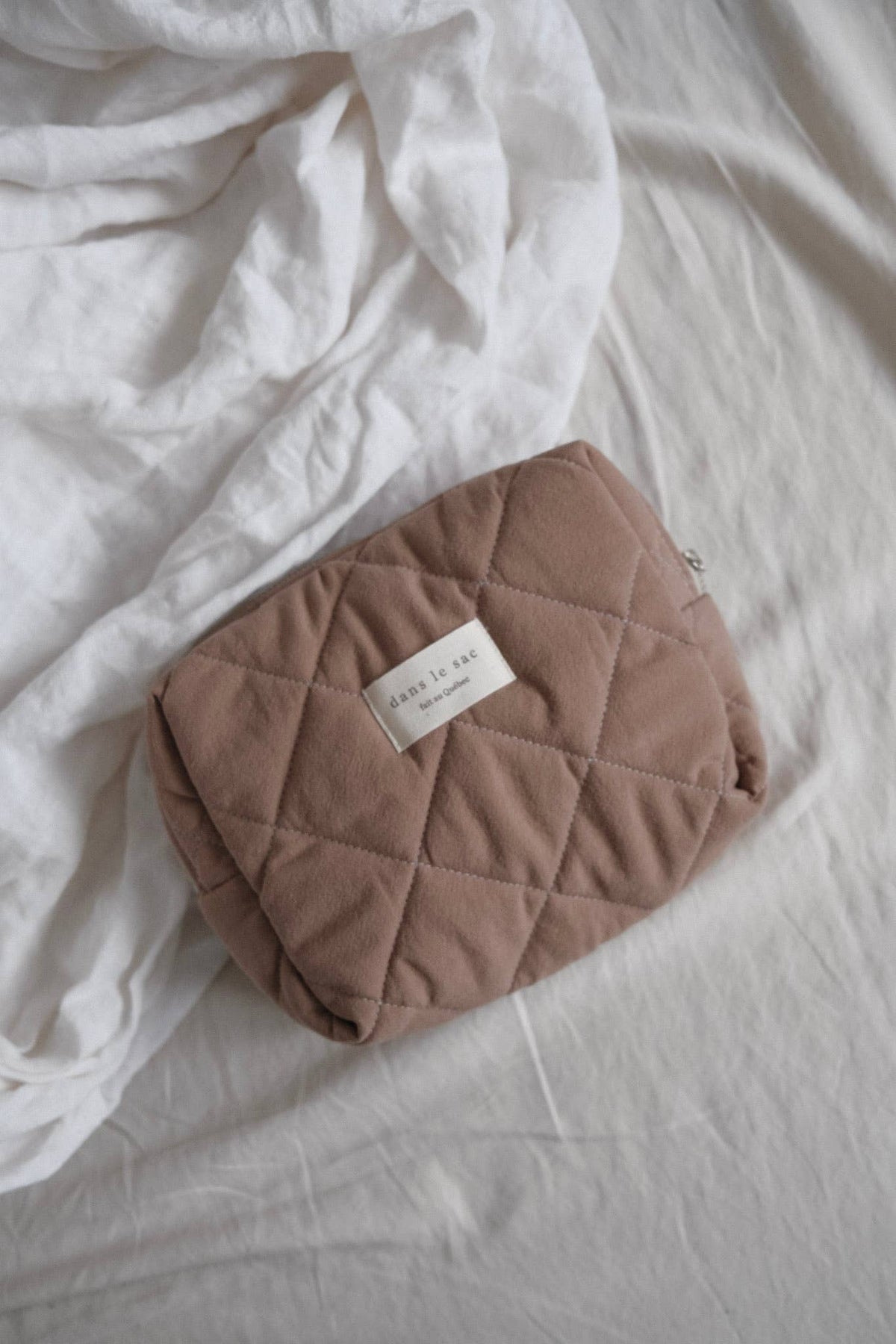 Khaki Quilted travel pouch