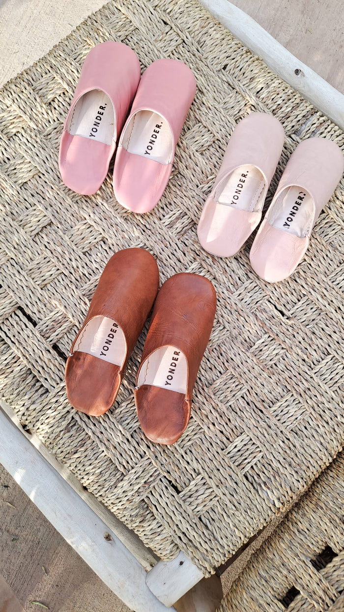 Leather Babouche Slippers | Toffee: Small