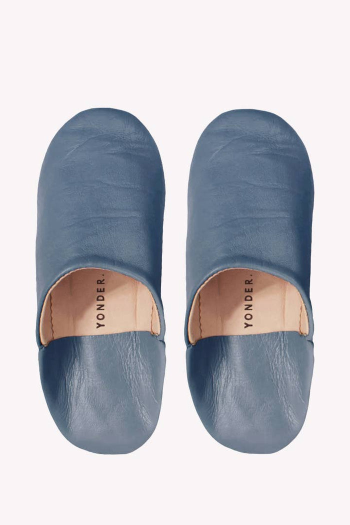 Leather Babouche Slippers | Petrol: Small