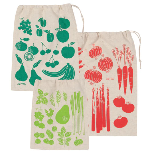 Veggie Print Produce Bags - Set of 3
